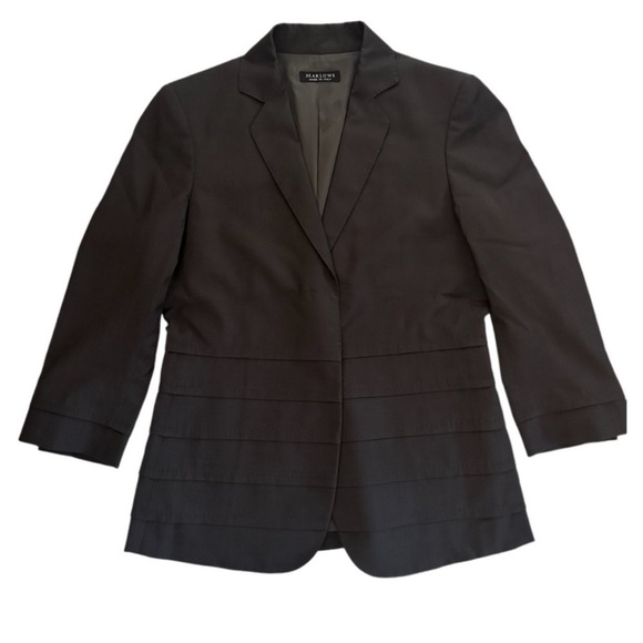 Marlowe Women's V-Neck Italian 100% Wool Blazer Jacket, Dark Gray, Size 42/8/S - Picture 2 of 15